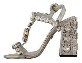 Silver Crystals Strap Buckle High Heel Sandals Dolce & Gabbana