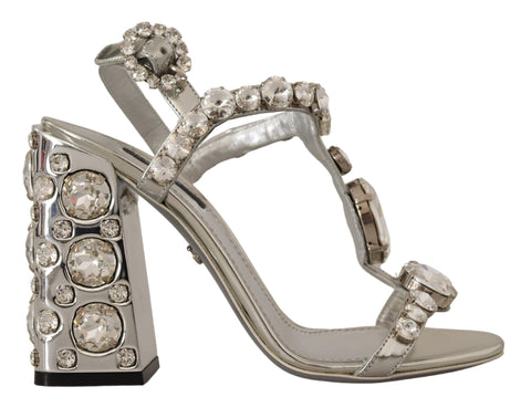 Silver Crystals Strap Buckle High Heel Sandals Dolce & Gabbana