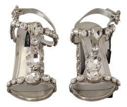Silver Crystals Strap Buckle High Heel Sandals Dolce & Gabbana
