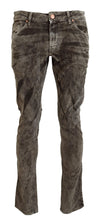 Gray Washed Cotton Corduroy Slim Fit Men Jeans Acht