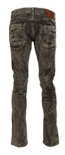 Gray Washed Cotton Corduroy Slim Fit Men Jeans Acht