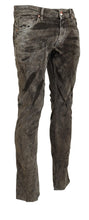 Gray Washed Cotton Corduroy Slim Fit Men Jeans Acht