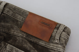 Gray Washed Cotton Corduroy Slim Fit Men Jeans Acht