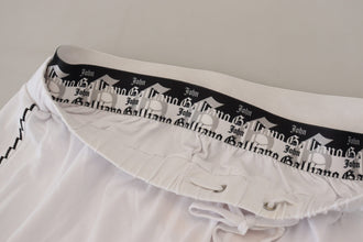 White Cotton Logo Loose Men Pants John Galliano