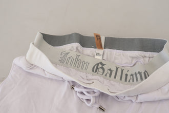 White Cotton Logo Mens Jogger Pants John Galliano