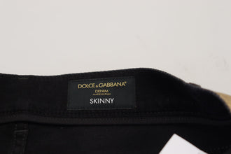 Gold Cotton Tattered Skinny Men Denim Jeans Dolce & Gabbana
