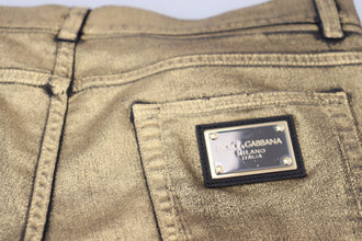 Gold Cotton Tattered Skinny Men Denim Jeans Dolce & Gabbana