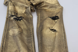 Gold Cotton Tattered Skinny Men Denim Jeans Dolce & Gabbana
