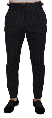 Black Wool Striped Chino Pants Dolce & Gabbana