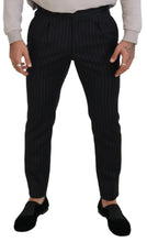 Black Wool Striped Chino Pants Dolce & Gabbana