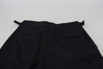 Black Wool Striped Chino Pants Dolce & Gabbana