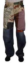 Multicolor Silk Patchwork Men Denim Jeans Dolce & Gabbana