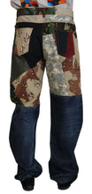 Multicolor Silk Patchwork Men Denim Jeans Dolce & Gabbana