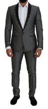 Black White Silk MARTINI Slim Fit Suit Dolce & Gabbana