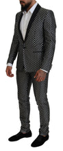 Black White Silk MARTINI Slim Fit Suit Dolce & Gabbana