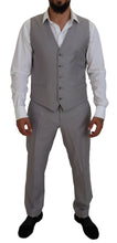 Silver Wool Silk 3 Piece Slim Fit Suit Dolce & Gabbana