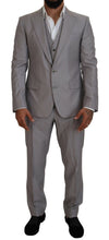 Silver Wool Silk 3 Piece Slim Fit Suit Dolce & Gabbana