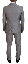 Silver Wool Silk 3 Piece Slim Fit Suit Dolce & Gabbana