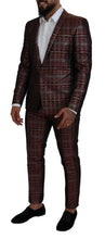 Bordeaux Silver GOLD Slim Fit Suit Dolce & Gabbana