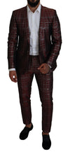 Bordeaux Silver GOLD Slim Fit Suit Dolce & Gabbana