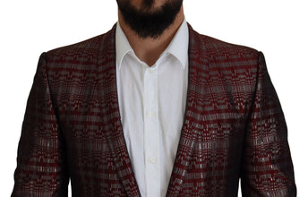 Bordeaux Silver GOLD Slim Fit Suit Dolce & Gabbana