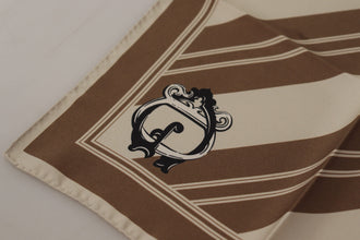 Brown Stripes DG Logo Square Mens Handkerchief Scarf Dolce & Gabbana