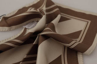 Brown Stripes DG Logo Square Mens Handkerchief Scarf Dolce & Gabbana