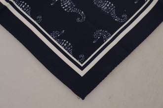 Blue Seahorse DG Printed Square Handkerchief Scarf Dolce & Gabbana