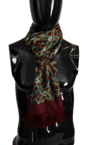Multicolor DG Logo Shawl Warm Neck Wrap Fringe Scarf Dolce & Gabbana