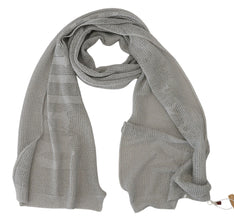Gray Logo Knitted Neck Wrap Shawl Foulard Scarf John Galliano