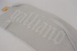 Gray Logo Knitted Neck Wrap Shawl Foulard Scarf John Galliano