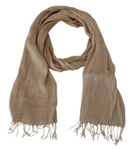 Beige Cotton Shawl Foulard Fringe Scarf Costume National