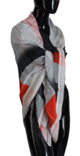 Gray Red Shawl Foulard Wrap Scarf Costume National
