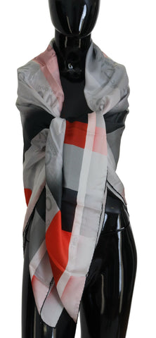 Gray Red Shawl Foulard Wrap Scarf Costume National