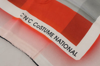 Gray Red Shawl Foulard Wrap Scarf Costume National