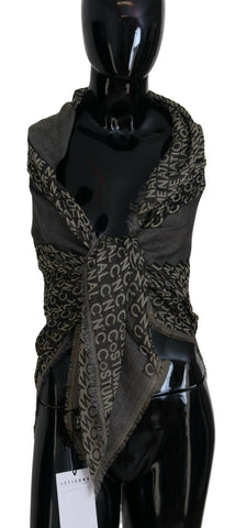 Gray Logo Knit Neck Wrap Shawl Scarf Costume National