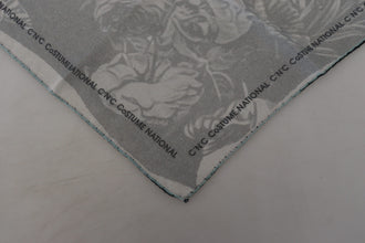 Gray Print Shawl Foulard Branded Scarf Costume National