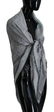 Gray Print Shawl Foulard Fringes Scarf Costume National