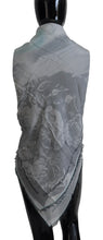 Gray Print Shawl Foulard Fringes Scarf Costume National