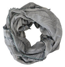 Gray Print Shawl Foulard Fringes Scarf Costume National