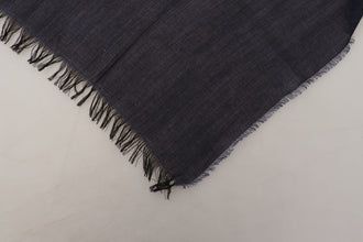 Dark Blue Wool Neck Wrap Shawl Fringes Scarf GF Ferre