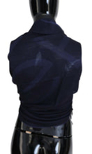 Dark Blue Wool Neck Wrap Shawl Fringes Scarf GF Ferre