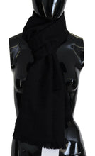 Black Wool Neck Wrap Shawl Fringes Scarf GF Ferre