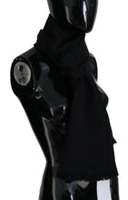 Black Wool Neck Wrap Shawl Fringes Scarf GF Ferre