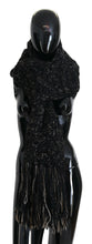 Black Wool Knitted Wrap Foulard Fringe Scarf Dolce & Gabbana