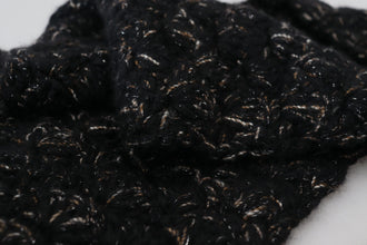 Black Wool Knitted Wrap Foulard Fringe Scarf Dolce & Gabbana
