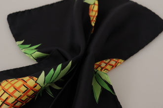Black Pineapple Printed Square Handkerchief  Scarf Dolce & Gabbana