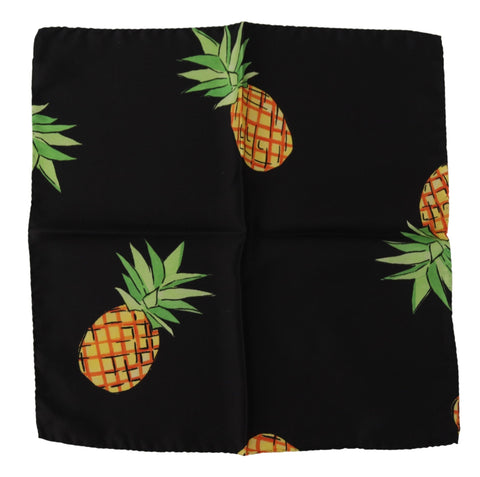 Black Pineapple Printed Square Handkerchief  Scarf Dolce & Gabbana