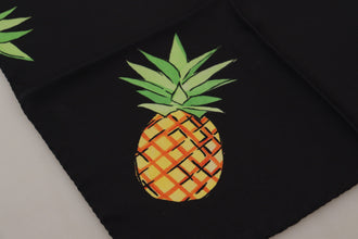 Black Pineapple Printed Square Handkerchief  Scarf Dolce & Gabbana