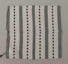 White Dotted Stripes Square Handkerchief Viscose Scarf Dolce & Gabbana